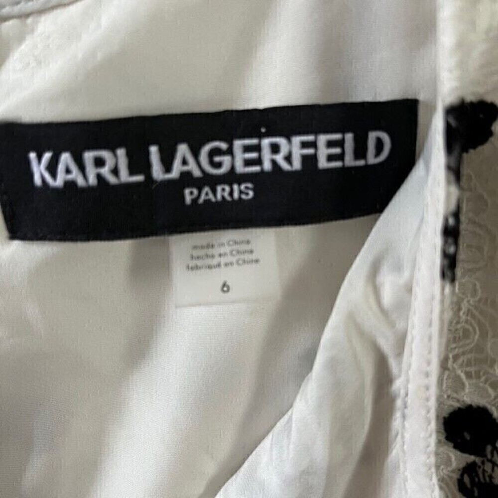 Karl Lagerfeld Black White Floral Shift Dress NWT Size 6 - Picture 9 of 9
